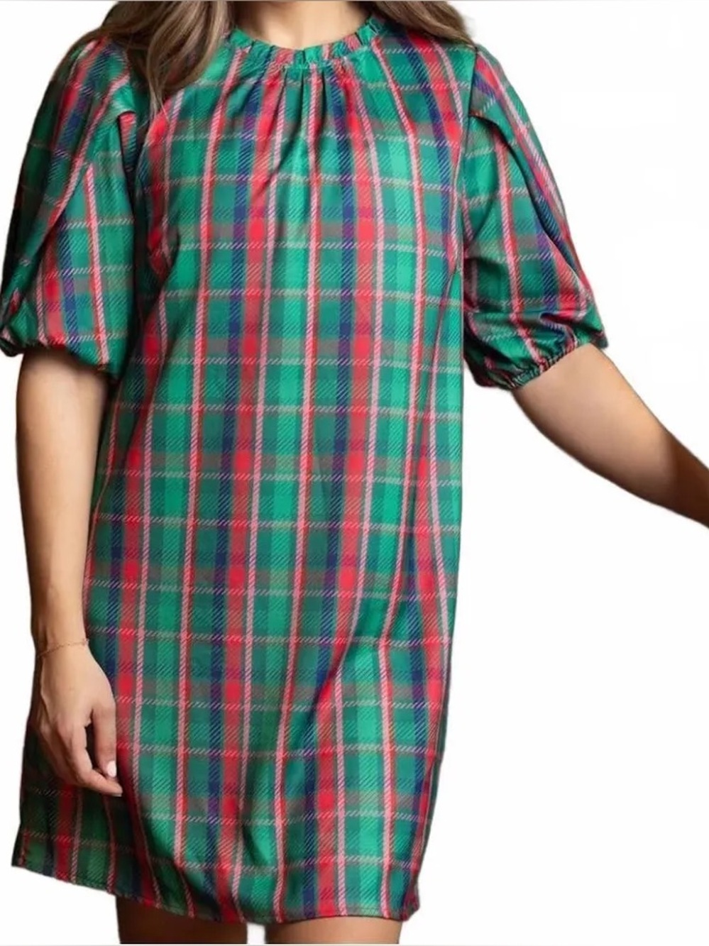 NWT MICHELLE MCDOWELL Libby Dress Plaid About You Green Sz XL